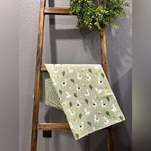 Green Llama and Cactus Blanket